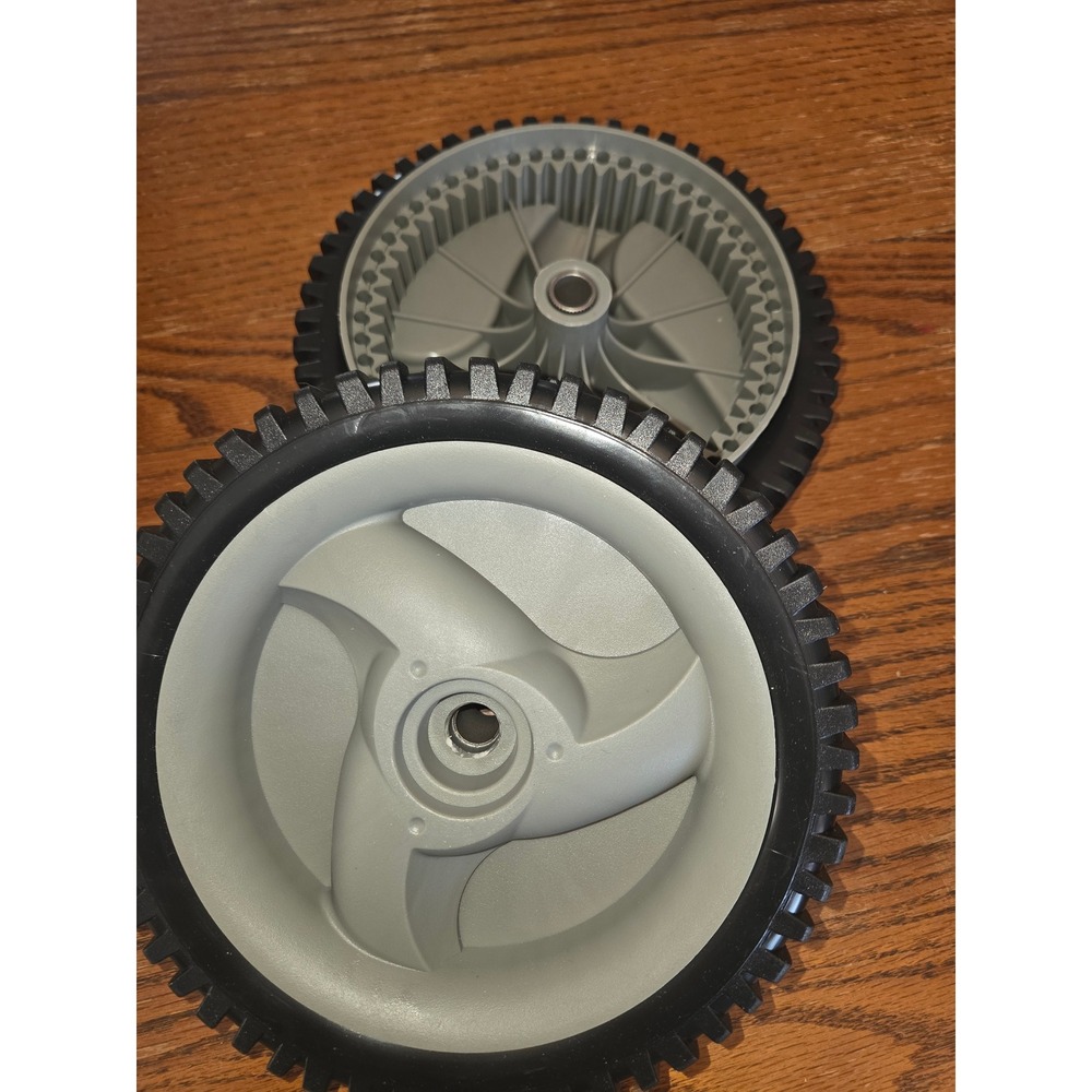 8 Inch Lawn Mower Replacement Drive Wheels Pair Gray Black Gear Interior